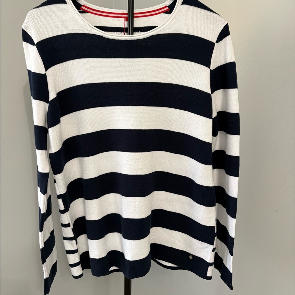 Gerry Weber German Designer Nautical Striped Top - Navy/White - Contrast Stripes
